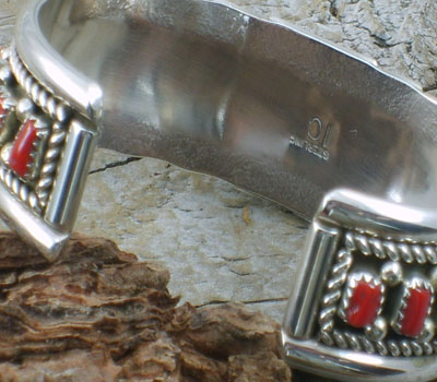 native american coral cuff sterling bracelet (4).jpg